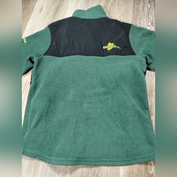 VTG Columbia 10/12 Youth 90s Oregon Ducks Football Fleece Jacket Green Full Zip - Picture 8 of 15
